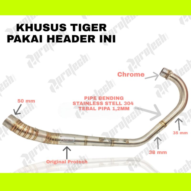 Honda GL / Tiger / Megapro — Header 35–38 mm · Silver — foto 3