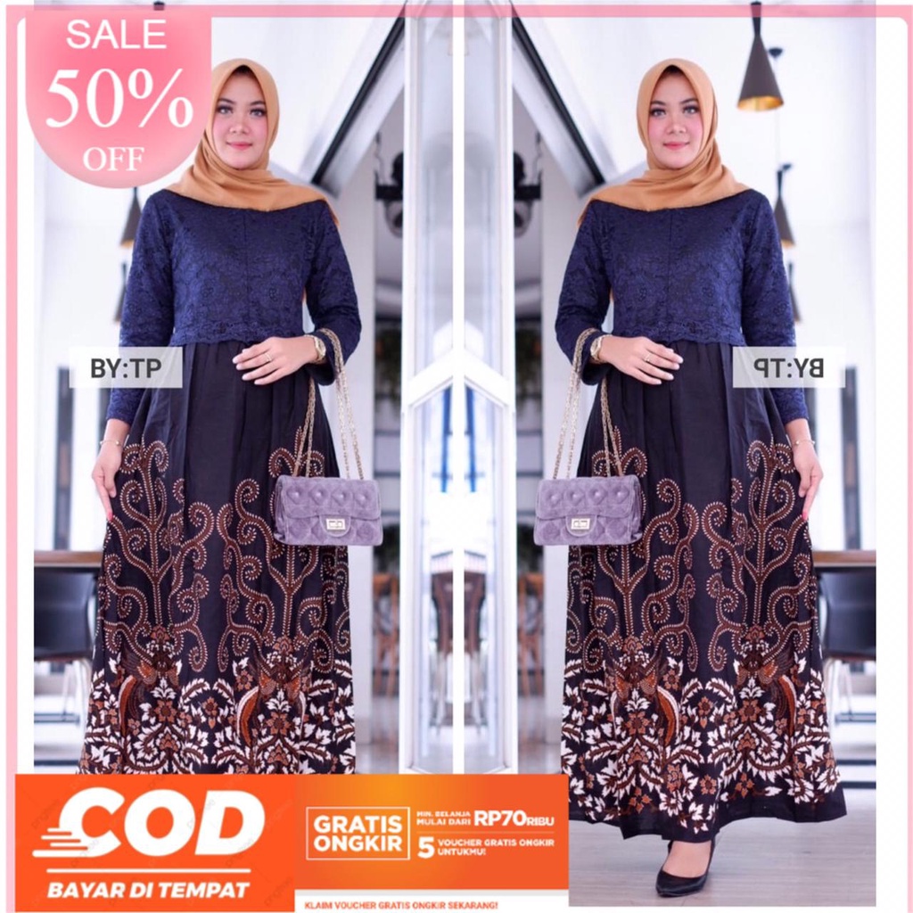 SUPER SELLER GAMIS PROMO BATIK TERMURAH 100% (COD)-Baju Batik Terbaru 2020 / Kebaya Batik / Kebaya M