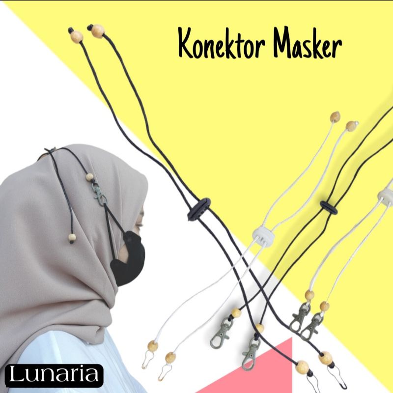 Konektor Masker Manik Kayu Simple - Tali Serut Head Loop Hijab