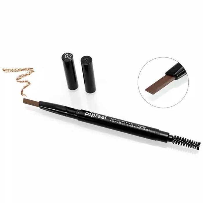 POPFEEL Eyebrow Waterproof Double Head Pensil Alis Anti Air ORI - Light Brown