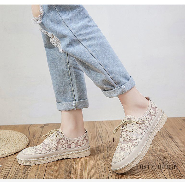 SEPATU BROKAT SLIP ON MOTIF FLOWER ANIELA 0817