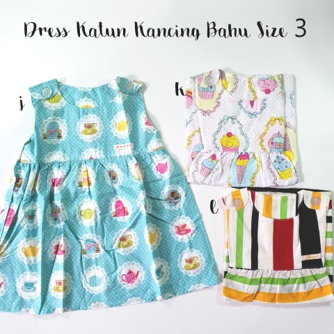 Dress Anak Katun Kancing Bahu Size 3