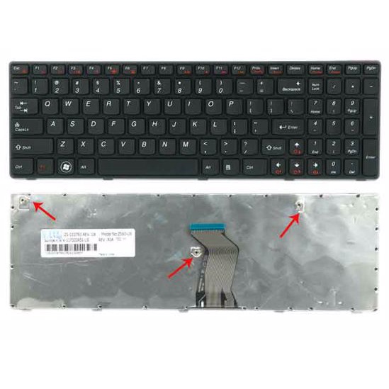 Keyboard Lenovo G570 G575 G580 G585 Black Frame - Black