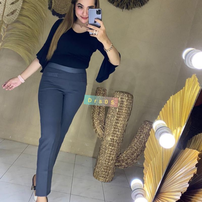 CELANA KERJA WANITA  PINGGANG KARET IMPORT BAHAN MELAR #CELANA KERJA HIGWAISHT