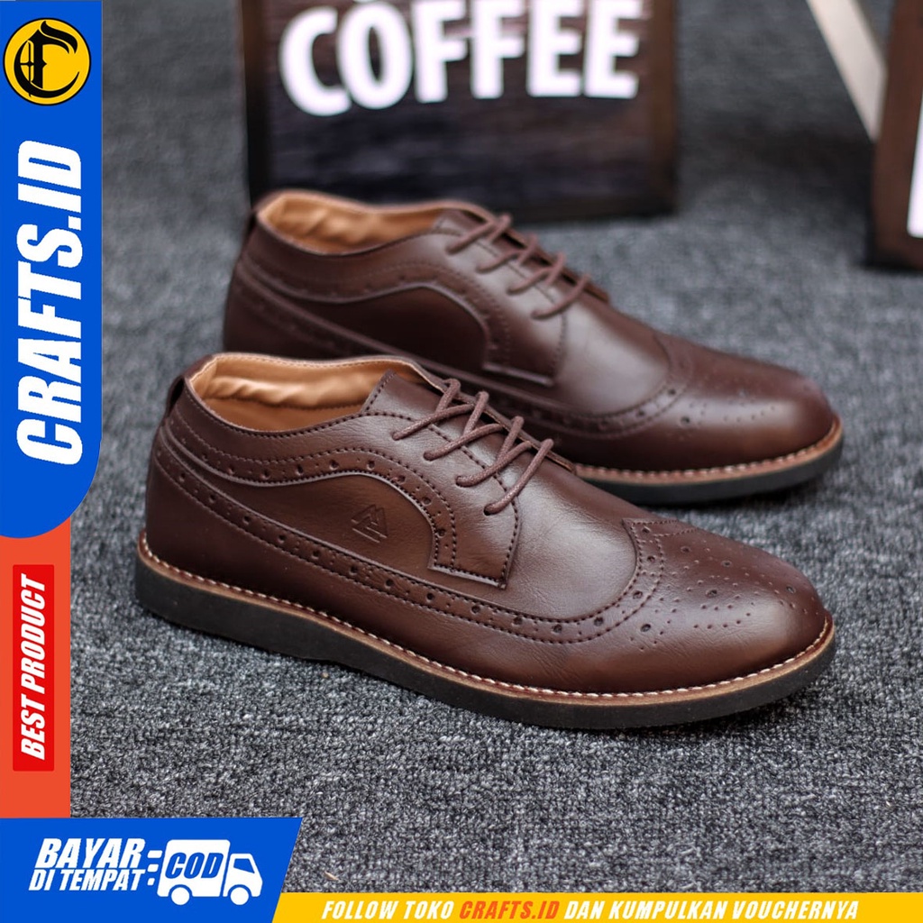 CRAFTS Sage - Sepatu Pantofel Formal Kerja Hitam Pria