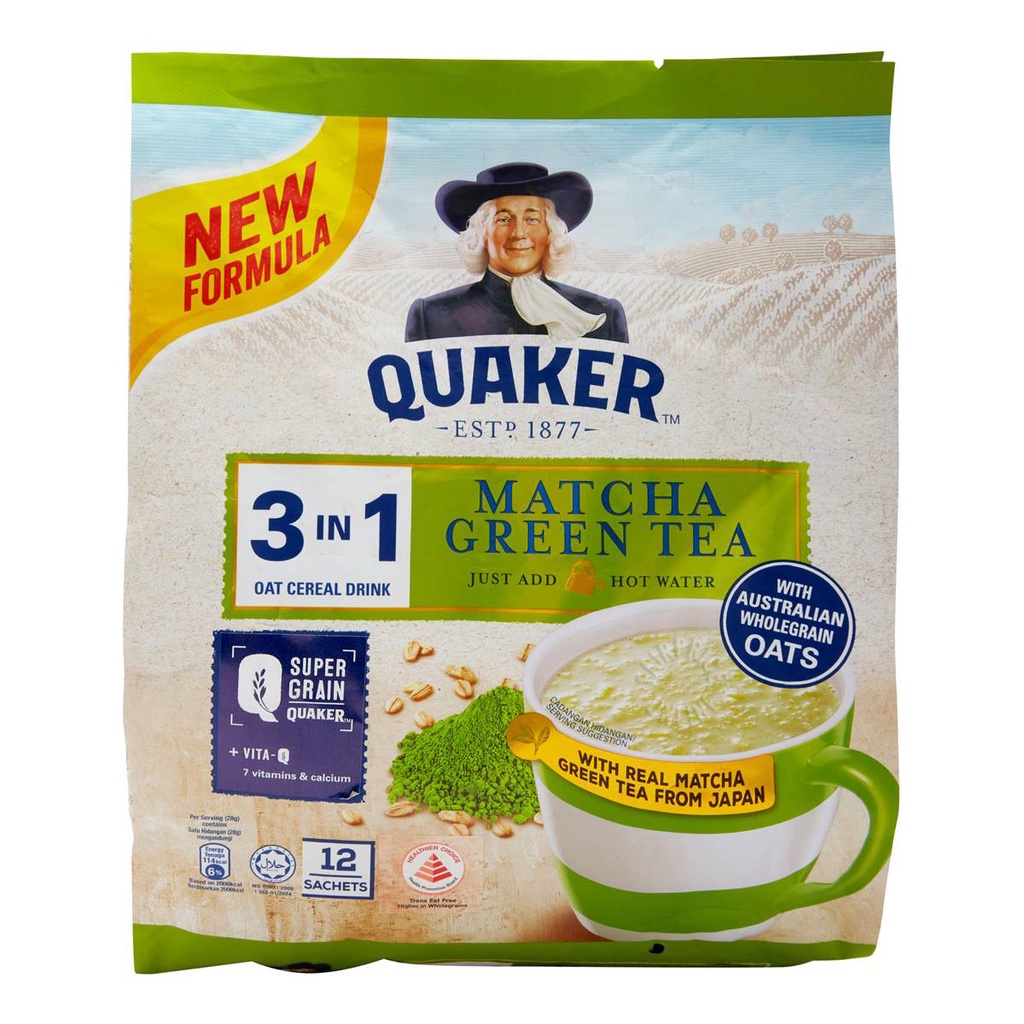 

Quacker 3in1 Matcha Green Tea Cereal Drink 12 x 28 Gram