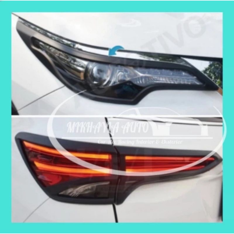 Paket Garnish Lampu Hitam Doff Fortuner 2016-2020 Dpn + Blkg