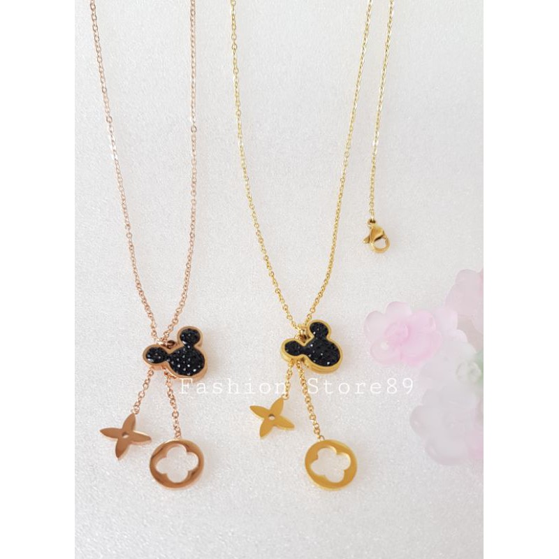 New Kalung Mickey titanium Rosegold Antikarat Selamanya kalung bestseller import bestquality