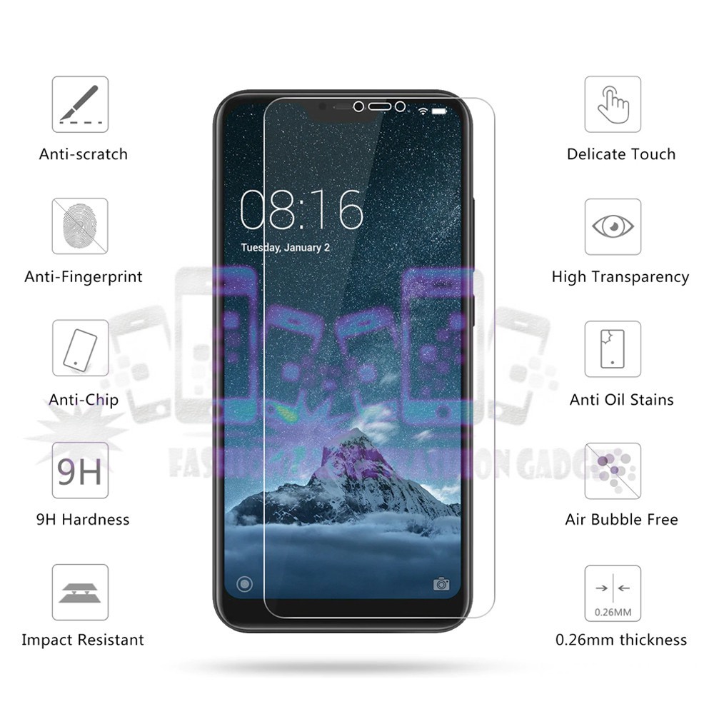 Tempered Glass Xiaomi Pocophone F1 Anti Gores Kaca Screen Protector Guard Poco F1 Pelindung Layar