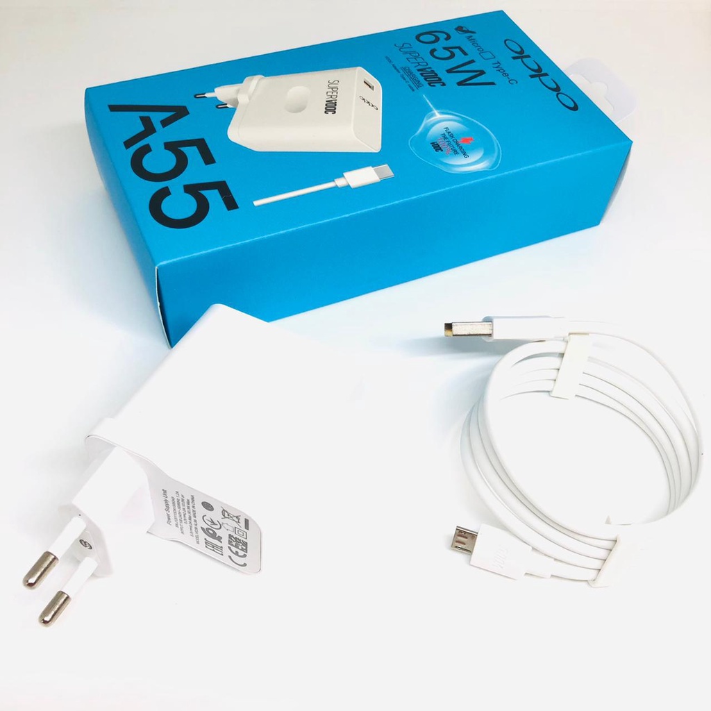 Charger Casan Cas OPPO A92 A33 A52 A53 A54 A55 Reno 4F 65W Fast Charging Tipe TYPE C dan MICRO-USB