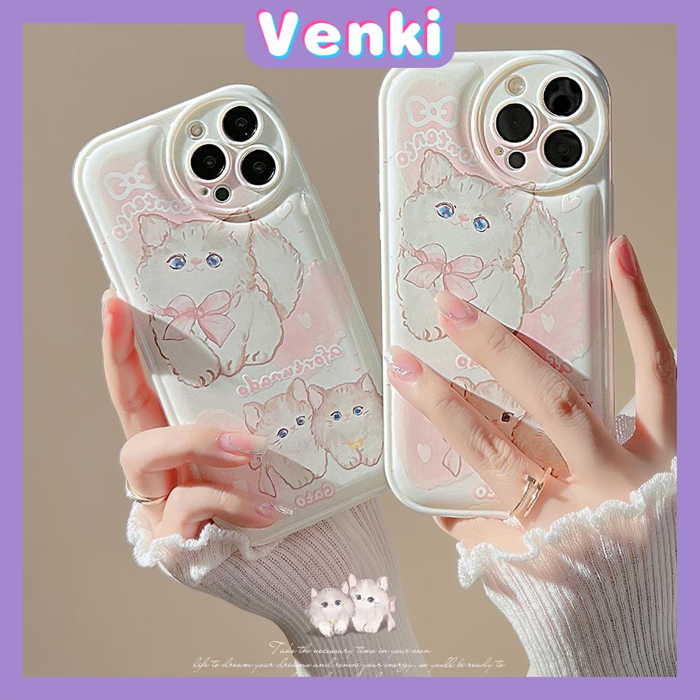 iPhone Case Silicone Soft Case Airbag Shockproof Protection Camera Pink Kitten Cartoon Cute Compatible For iPhone 11 Pro Max 13 Pro Max 12 Pro Max 7Plus xr XS Max