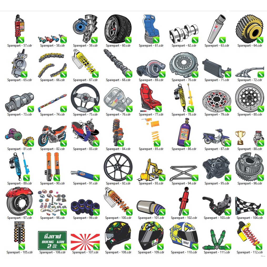 300+ Spare Part Thailook Vector Set - Coreldraw