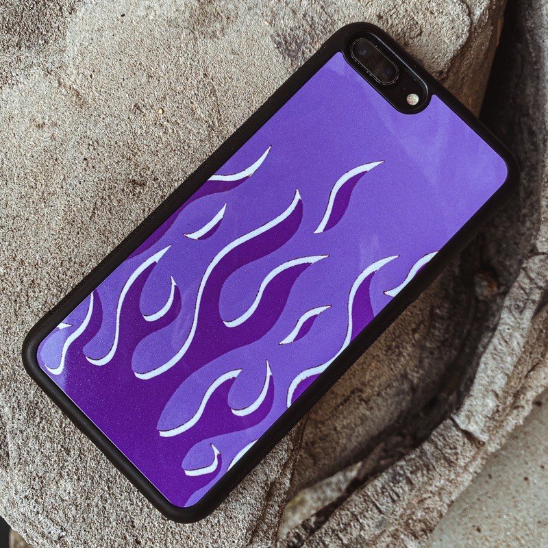 Lilac Flames Rubber Case iPhone Oppo Vivo Xiaomi Redmi Samsung Pocophone Infinix