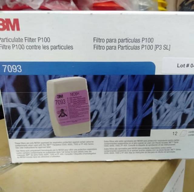 3M Catridge P100 particulate Filter 7093 NIOSH particle 2 Each / set  Original