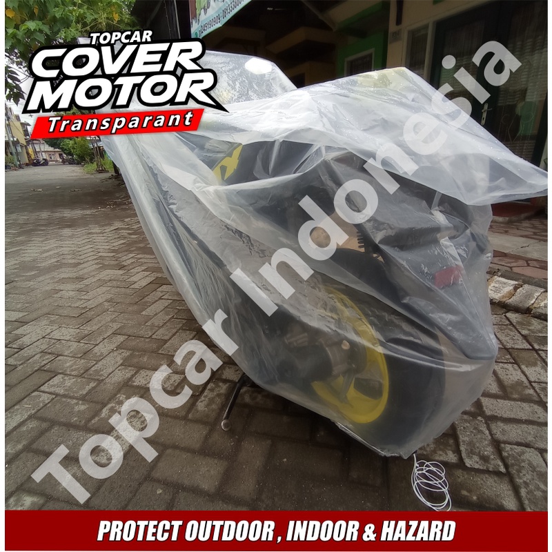 Topcar Cover Motor Transparan Vario Honda Plastik Waterproof  Indoor Outdoor Anti Air Sarung Pelindung Pembungkus Penutup Body Jok Cat Sepeda Metic Sport Trail Moge