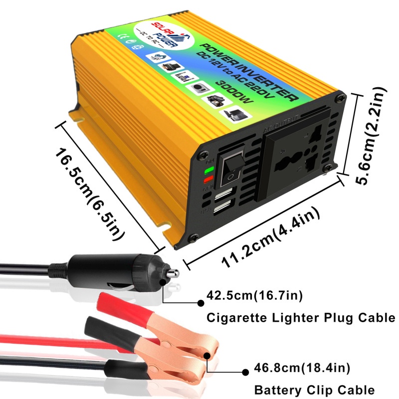 Car Power Inverter Pure Sine Wave DC 12V to AC220V 3000W -  - kuning