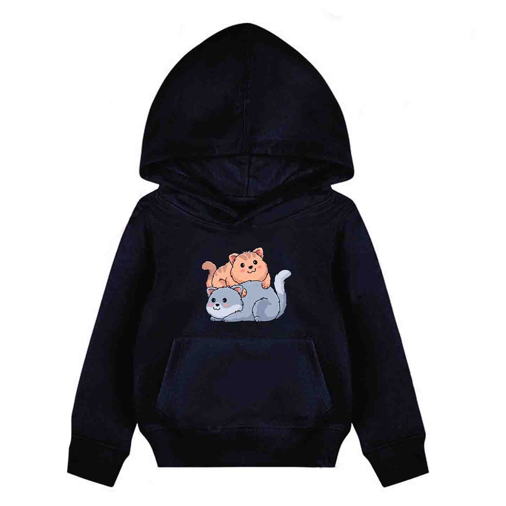 Hoodie Anak Lovers Cat Sweater Pakaian Fleece M - XL