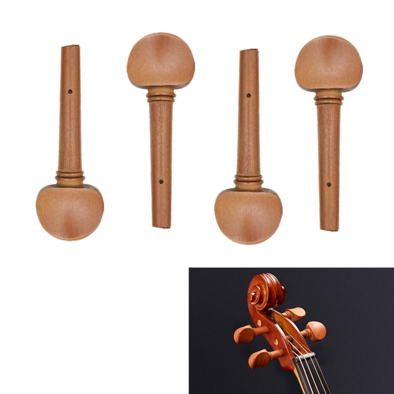 4pcs / lot Tuning Pegs Biola 4 / 4 Lubang Terbuka Bahan Kayu Jujube