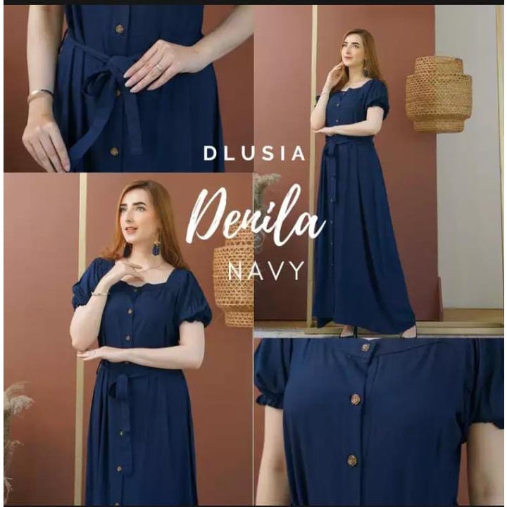 Dress Polos Dlusia Denila Gamis Polos Daster Dress Modern LD 110cm PB 135cm Muat BB 65kg mat Rayon super halus tidak nerawang