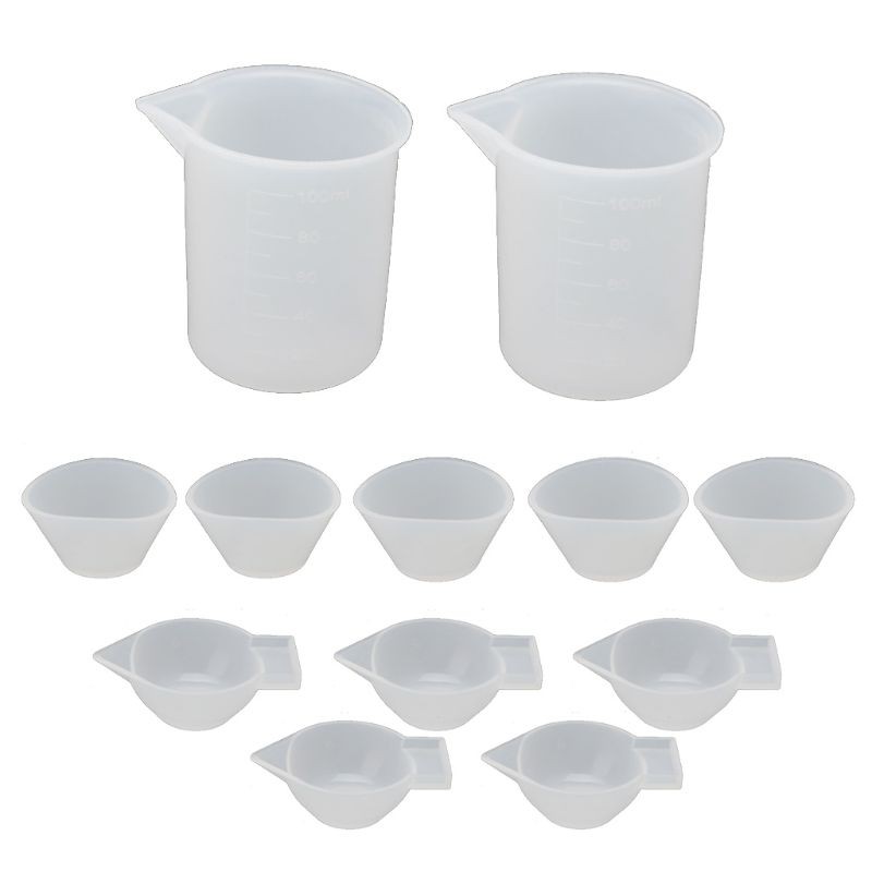 Moonlight&quot; 12Pcs Silicone Mixing Measuring Cups UV Resin Mold DIY Casting Jewelry Tool Kit