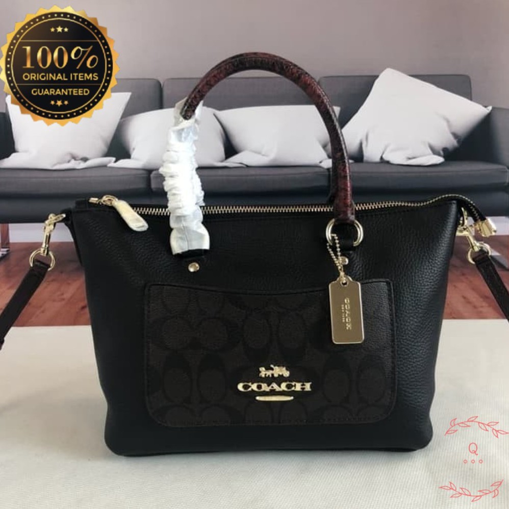 Coach Signature Exotic Mini Emma Satchel Original Bag Tas Wanita Branded Coach Import Original QOF