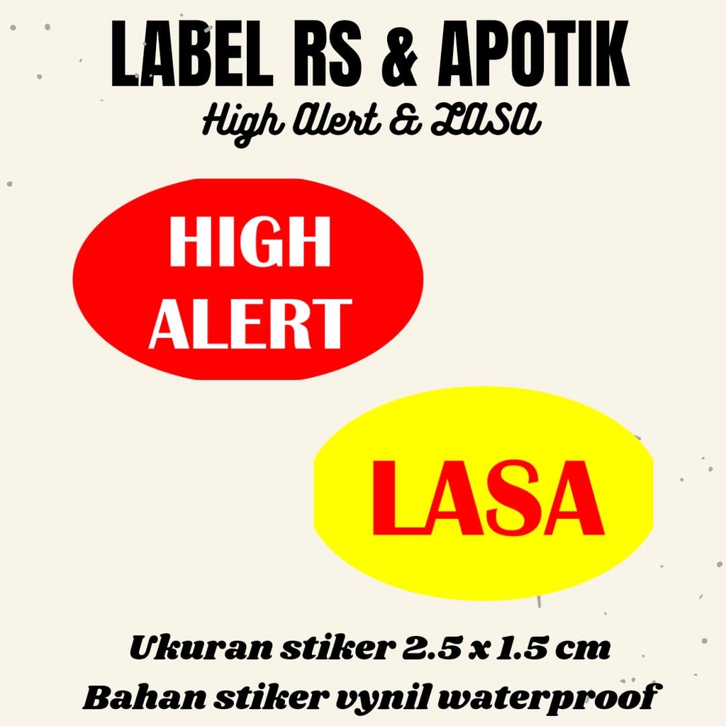 

Stiker Label Rumah Sakit Pasien Apotik Apotek High Alert Lasa Penanda Obat Warna Merah Kuning