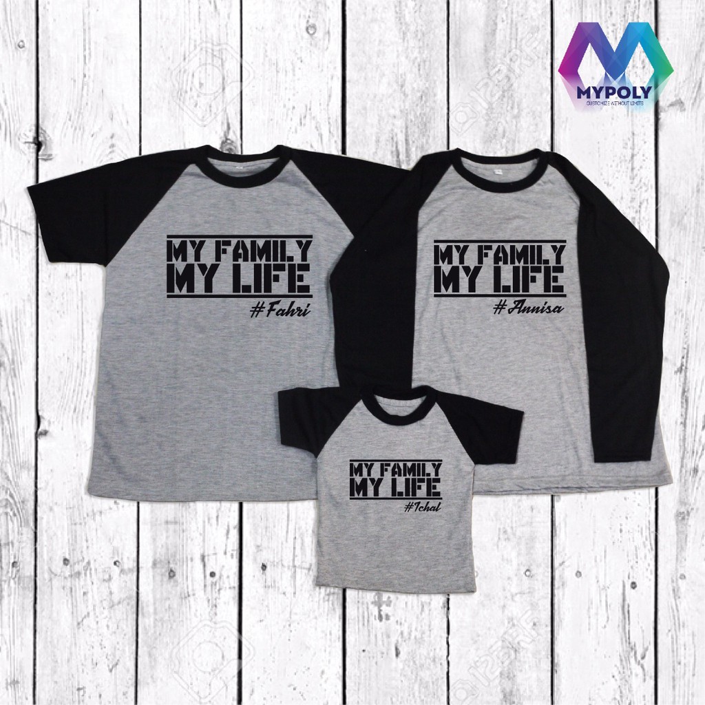Kaos Raglan Couple Custom Cetak Nama Family Shopee Indonesia