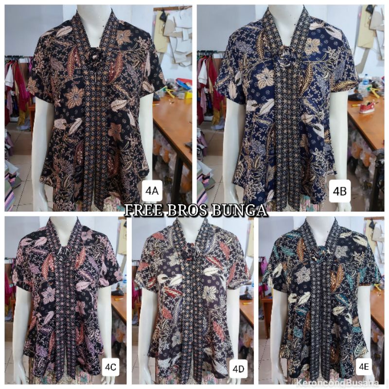 (ld100) Kebaya Floy motif lengan pendek bahan BSY foil. KeroncongBusana