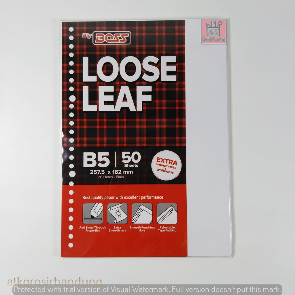 Jual Kertas Binder Big Boss Loose Leaf Polos Plain B5 50 Lembar ...