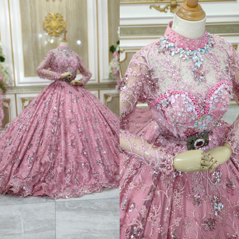 GAUN PENGANTIN BARBIE MEWAH BEREKOR MODERN//GAUN WEDDING BARBIE BELIMBING BUSA