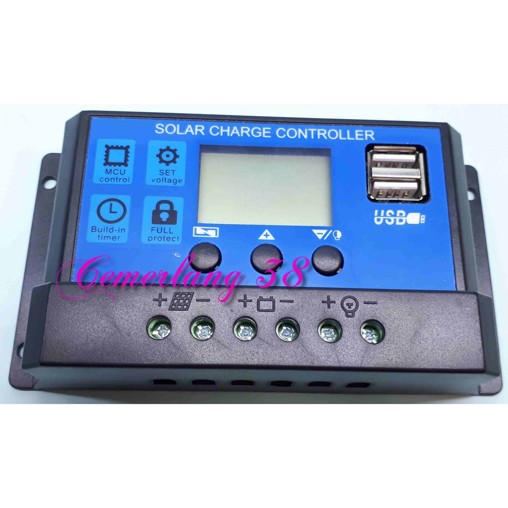 20A 12V - 24V Solar Panel Charge Controller Pengisi Tenaga Surya 20 A 12 V to 24 V