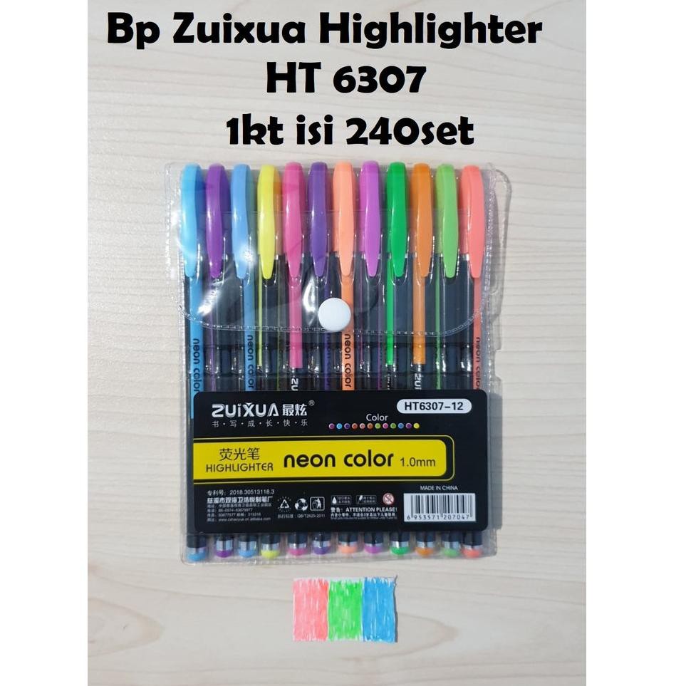 

Km3Code Bolpen Warna-warni Zuihua Neon Color 12 Warna-/ Highliter Murah 6307 ( 1 Set Isi 12 Pcs)(Kek