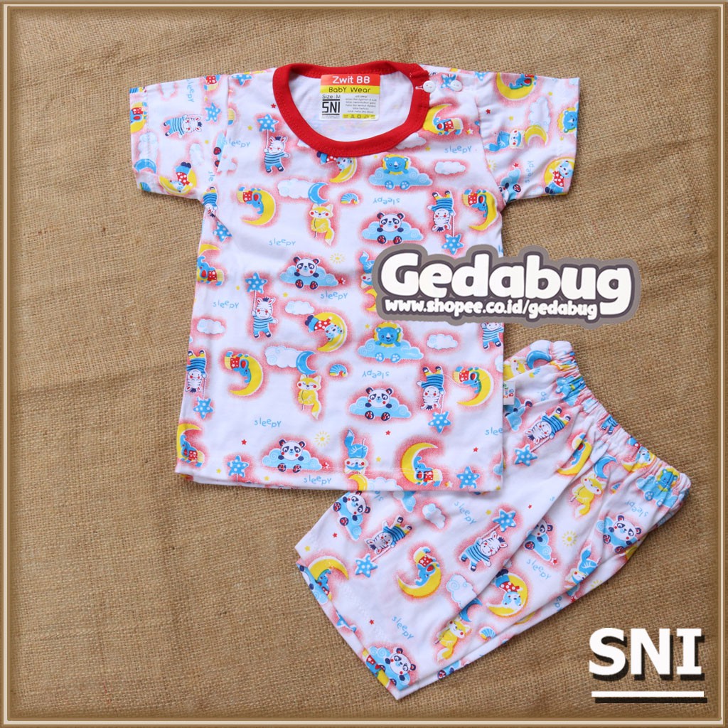 Setelan Piyama Bayi dan anak Standar SNI Swit Zwit BB KAOS Pendek Setelan Bayi Motif Kecil PENDEK