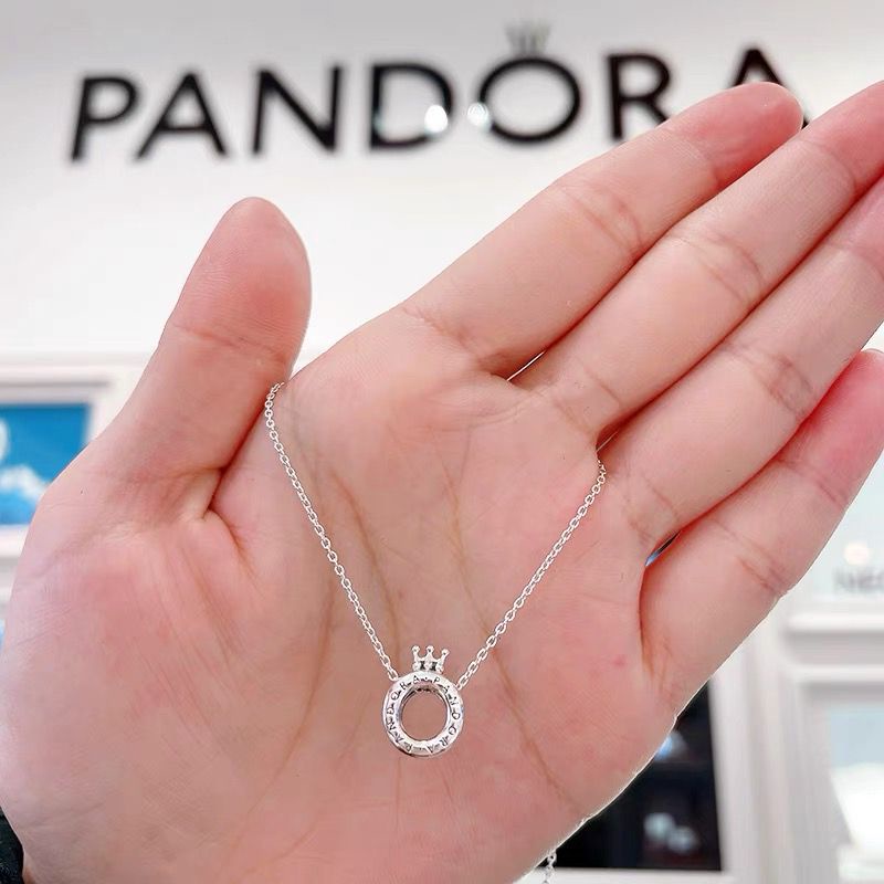 Pandora Kalung 925 Silver Dengan Liontin Mahkota Untuk Wanita