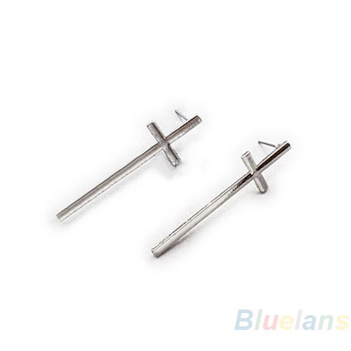 Anting Unisex Model Stud Bersilang Cocok Untuk Hadiah