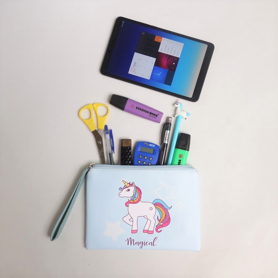 Pouch Kosmetik Dompet Kosmetik Tempat Pensil Serba guna Unicorn Melody 065 Multifungsi - Skoola