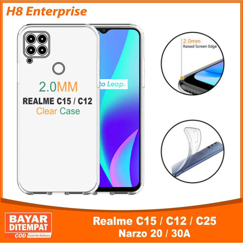 Case Realme C15 / C12 / C25 &amp; Narzo 20 / 30A Clear Case Tebal 2MM Transparant TPU Premium Softcase