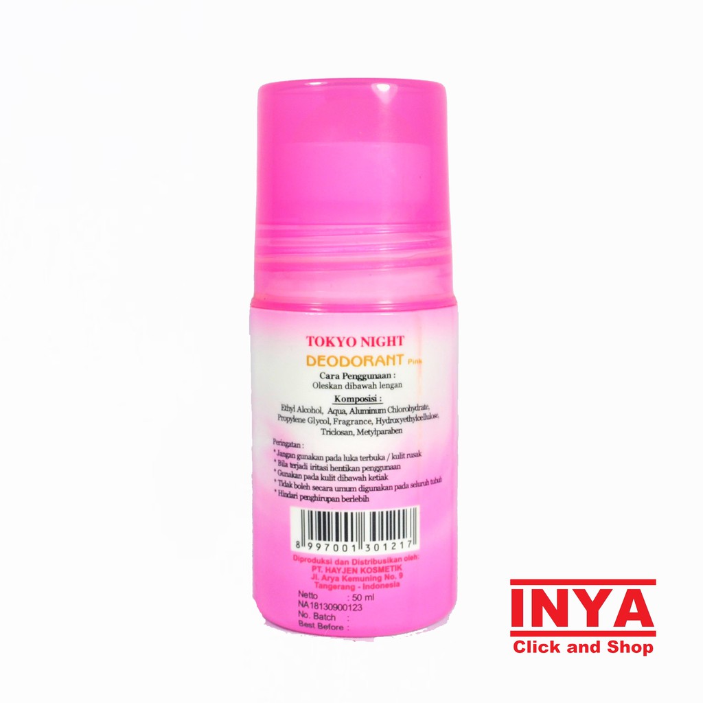 TOKYO NIGHT PINK DEODORANT ROLL ON 50ml - Pink