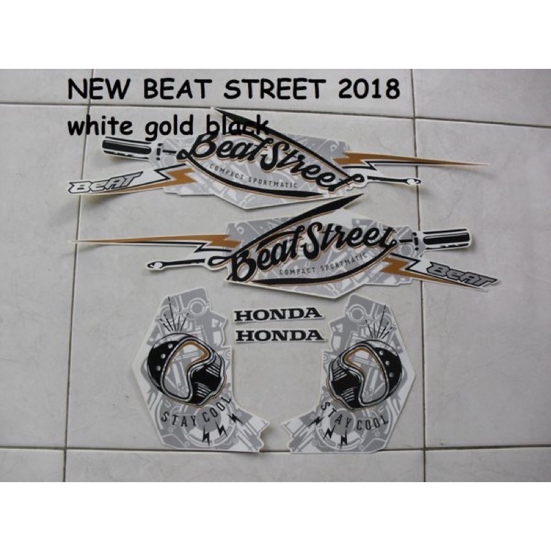 Striping Sticker Motor Honda Beat Street 2018 Putih Hitam