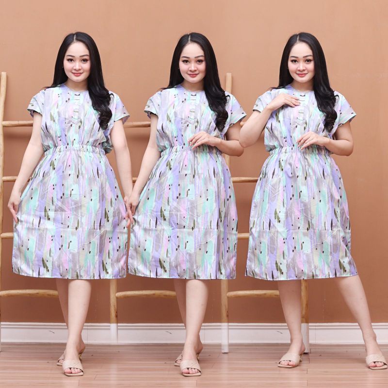 Daster Manohara karakter busui kancing 3 LD 115 CM |busui| daster katun-MANO ABSTRAK UNGU