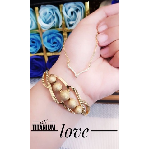Set perhiasan titanium wanita gold KY971