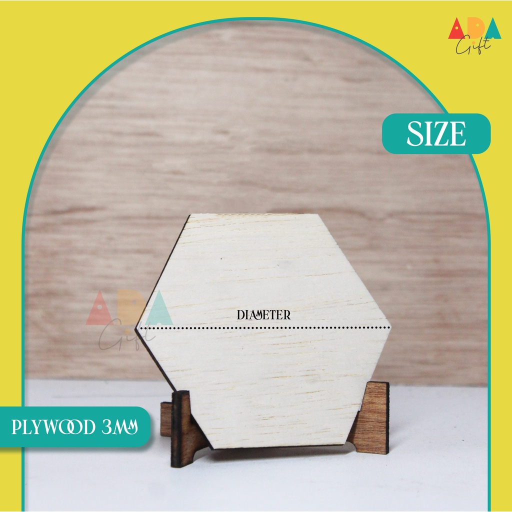 Chipboard Plywood Heksagon | Scrapbook Plywood Heksagon | Frame Plywood Heksagon | Pigura Plywood Heksagon | Dekorasi Mahar