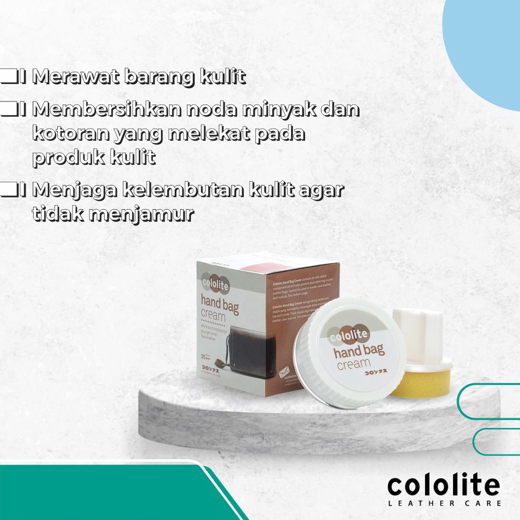 COLOLITE HANDBAG Cream Perawatan Tas Dompet Kulit Hand Bag Pouch Tas Kulit Premium Leather Care ORIGINAL Perawatan Tas Wanita Pria