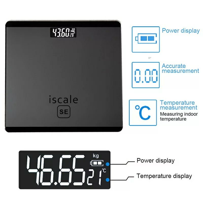 Timbangan Badan Digital 180Kg Weight Indikator Kaca Tempered