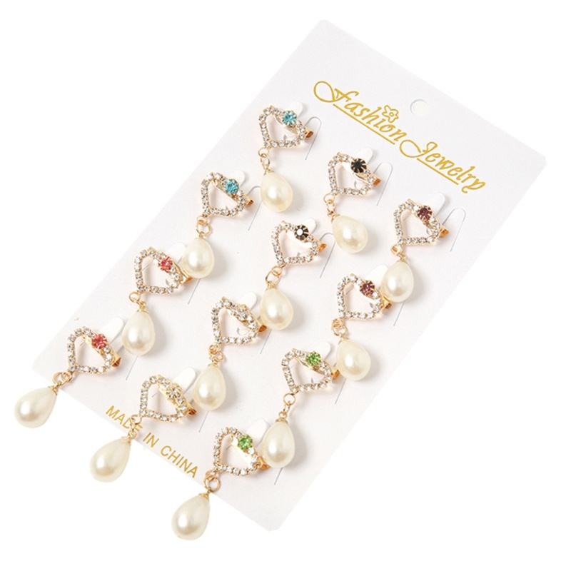 Bros Pin Bentuk Hati Aksen Mutiara Berlian Imitasi Untuk Sweater / Mantel