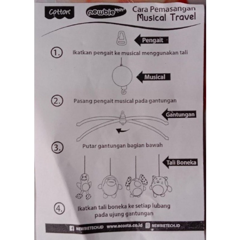 Musical Mobile Travelling / Mainan gantung bayi stroller (COTTON)