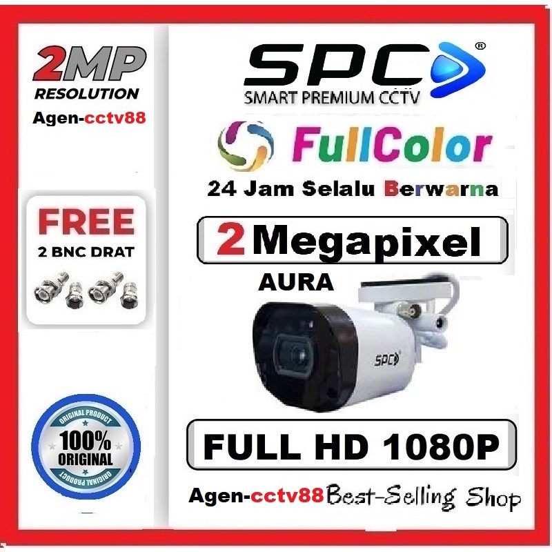 KAMERA CCTV SPC AURA COLORVU Outdoor 2MP Full Color 24Jam Selalu Berwarna Free 2 BNC Drat