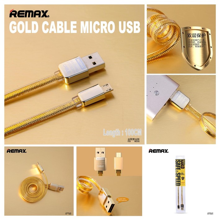 Charging Cable &amp; Kabel Data Remax Gold Micro USB