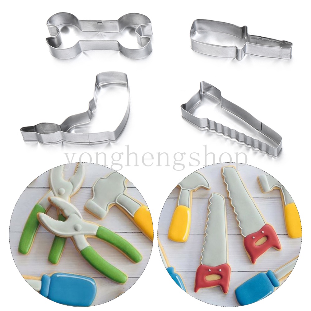 6pcs / set Cetakan Pemotong Kue / Biskuit Bahan Stainless Steel DIY