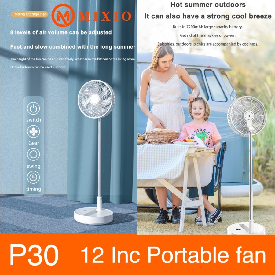MIXIO P30 Kipas Angin Lipat / Portable Folding Fan with Remote Control